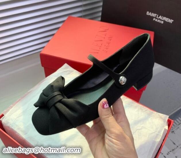 Classic Hot Valentino Bowjane Mary-Janes Ballerinas Flat in Crepe Fabric with Bow 1009046