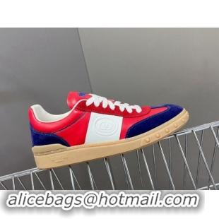 Sophisticated Valentino Upvillage Trainer Sneakers in Calfskin and Suede with Logo Web Red/Blue 1116025