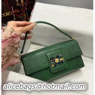 Buy Discount Dolce&Gabbana DG Girl Handbag in Lizard Embossed Calfskin 6396 Green 2023