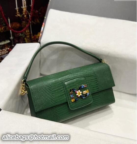 Buy Discount Dolce&Gabbana DG Girl Handbag in Lizard Embossed Calfskin 6396 Green 2023