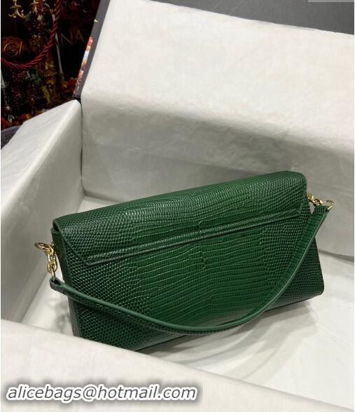 Buy Discount Dolce&Gabbana DG Girl Handbag in Lizard Embossed Calfskin 6396 Green 2023