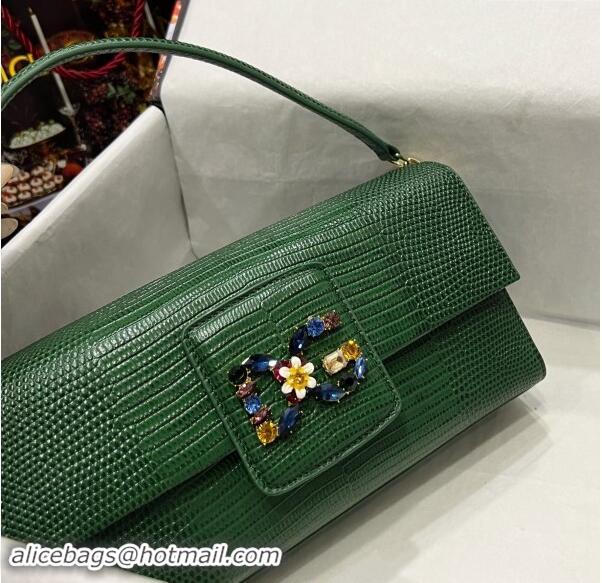 Buy Discount Dolce&Gabbana DG Girl Handbag in Lizard Embossed Calfskin 6396 Green 2023