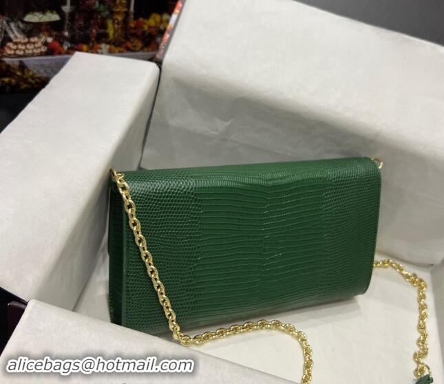 Inexpensive Dolce&Gabbana DG Girl Chain Mini Bag in Lizard Embossed Calfskin 1013 Green 2023