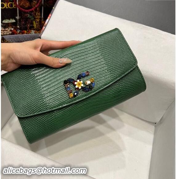 Inexpensive Dolce&Gabbana DG Girl Chain Mini Bag in Lizard Embossed Calfskin 1013 Green 2023