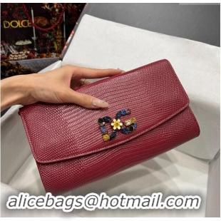 Grade Quality Dolce&Gabbana DG Girl Chain Mini Bag in Lizard Embossed Calfskin 1013 Burgundy 2023