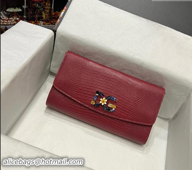 Grade Quality Dolce&Gabbana DG Girl Chain Mini Bag in Lizard Embossed Calfskin 1013 Burgundy 2023