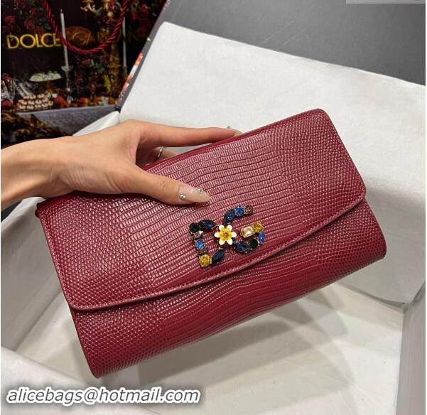 Grade Quality Dolce&Gabbana DG Girl Chain Mini Bag in Lizard Embossed Calfskin 1013 Burgundy 2023