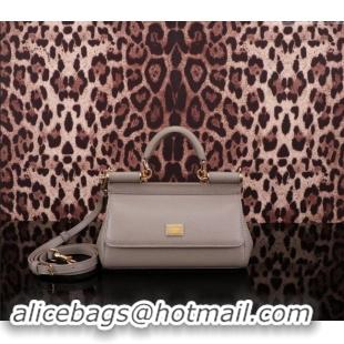 Buy Discount Dolce&Gabbana Calfskin Mini Sicily handbag BB6111 Grey 2023