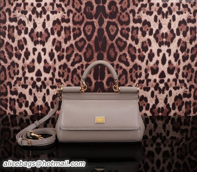 Buy Discount Dolce&Gabbana Calfskin Mini Sicily handbag BB6111 Grey 2023