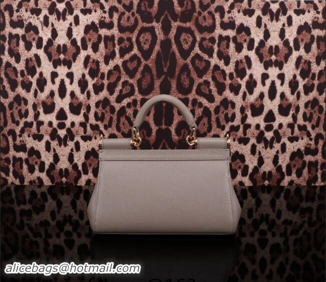 Buy Discount Dolce&Gabbana Calfskin Mini Sicily handbag BB6111 Grey 2023