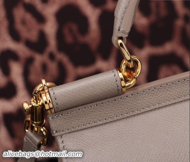 Buy Discount Dolce&Gabbana Calfskin Mini Sicily handbag BB6111 Grey 2023