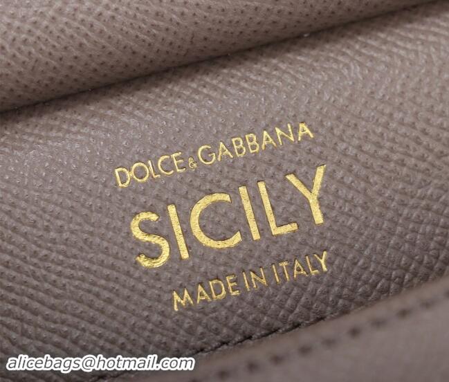 Buy Discount Dolce&Gabbana Calfskin Mini Sicily handbag BB6111 Grey 2023