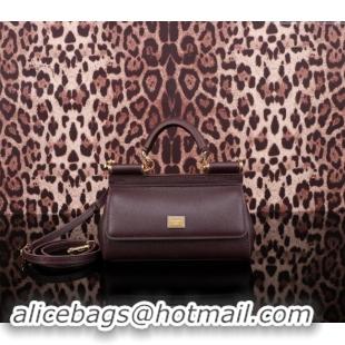 Top Grade Dolce&Gabbana Calfskin Mini Sicily handbag BB6111 Brown 2023