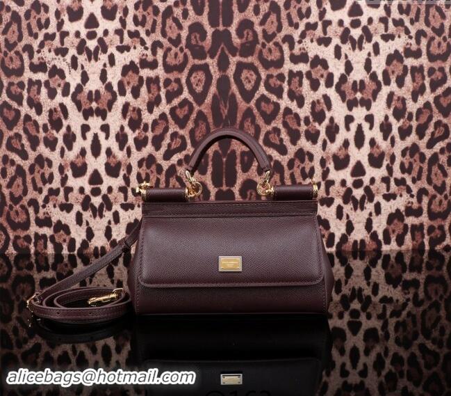 Top Grade Dolce&Gabbana Calfskin Mini Sicily handbag BB6111 Brown 2023