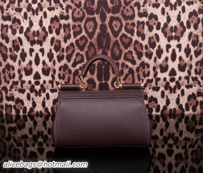 Top Grade Dolce&Gabbana Calfskin Mini Sicily handbag BB6111 Brown 2023