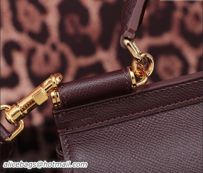 Top Grade Dolce&Gabbana Calfskin Mini Sicily handbag BB6111 Brown 2023