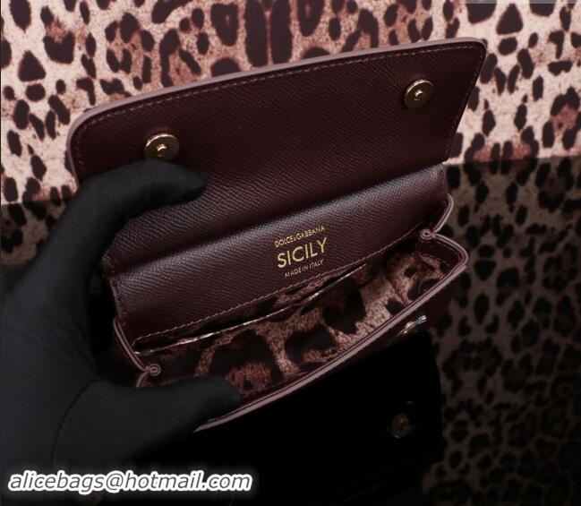 Top Grade Dolce&Gabbana Calfskin Mini Sicily handbag BB6111 Brown 2023