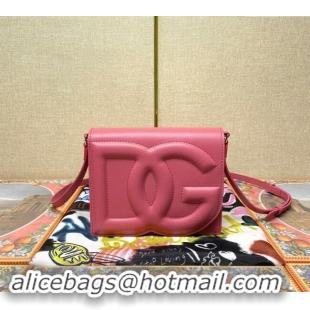 Pretty Style Dolce&Gabbana DG Calfskin Crossbody Bag with Logo D6611 Pink 2022