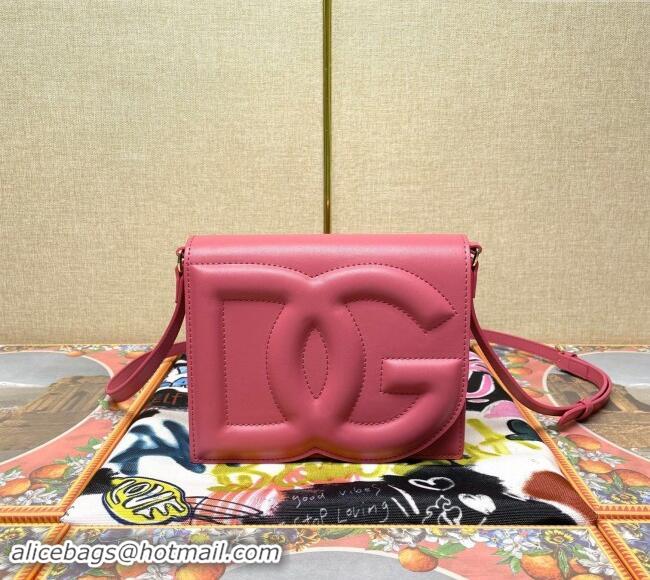 Pretty Style Dolce&Gabbana DG Calfskin Crossbody Bag with Logo D6611 Pink 2022