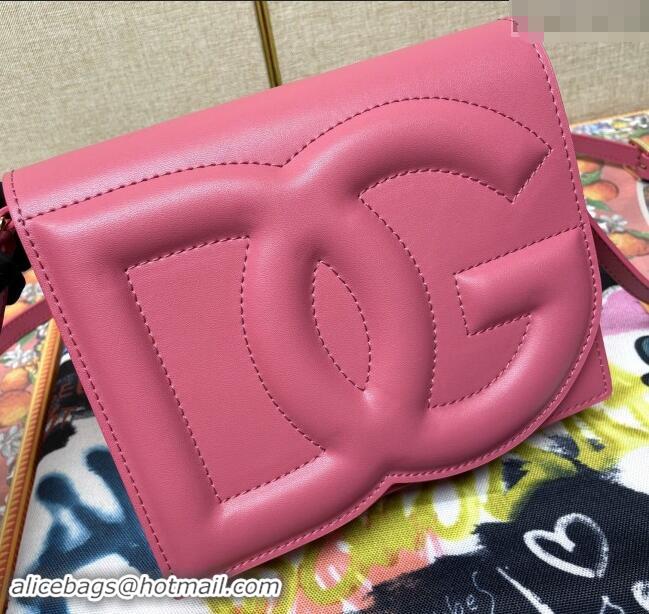 Pretty Style Dolce&Gabbana DG Calfskin Crossbody Bag with Logo D6611 Pink 2022