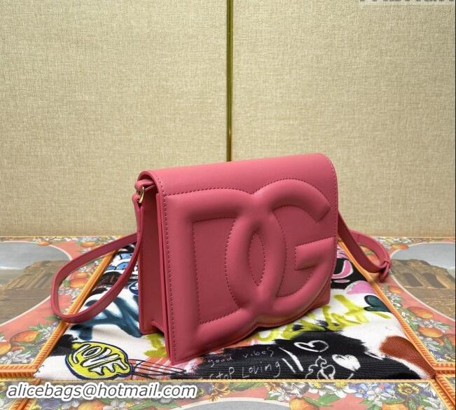 Pretty Style Dolce&Gabbana DG Calfskin Crossbody Bag with Logo D6611 Pink 2022