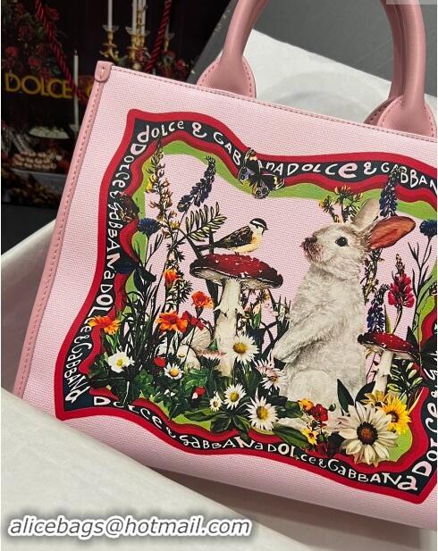 Luxury Cheap Dolce & Gabbana Printed Canvas Shoppers D5122 Pink 2023