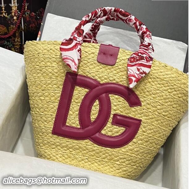 Top Design Dolce & Gabbana Kendra DG Basket bag D5123 Beige/Red 2023