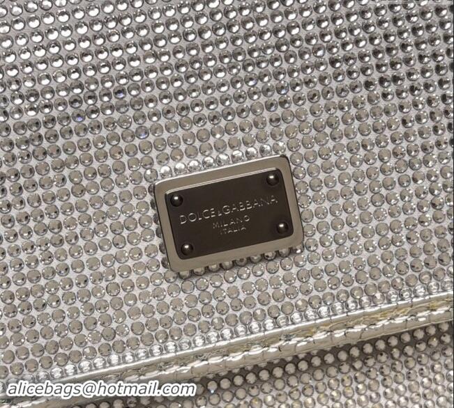 Top Grade Dolce&Gabbana KIM Small Sicily Handbag with All-over Crystals BB6112 Silver 2023