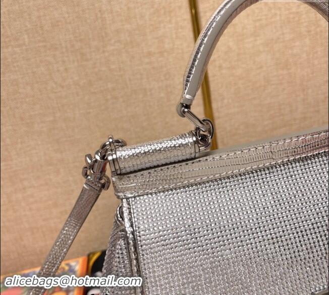 Top Grade Dolce&Gabbana KIM Small Sicily Handbag with All-over Crystals BB6112 Silver 2023