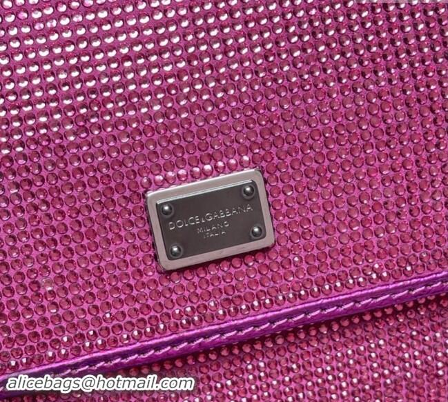 Most Popular Dolce&Gabbana KIM Small Sicily Handbag with All-over Crystals BB6112 Purple 2023