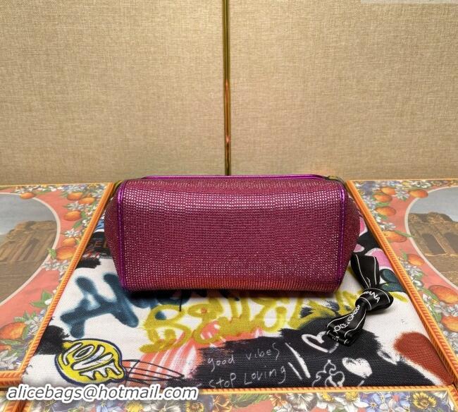 Most Popular Dolce&Gabbana KIM Small Sicily Handbag with All-over Crystals BB6112 Purple 2023