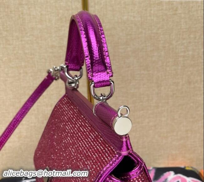 Most Popular Dolce&Gabbana KIM Small Sicily Handbag with All-over Crystals BB6112 Purple 2023