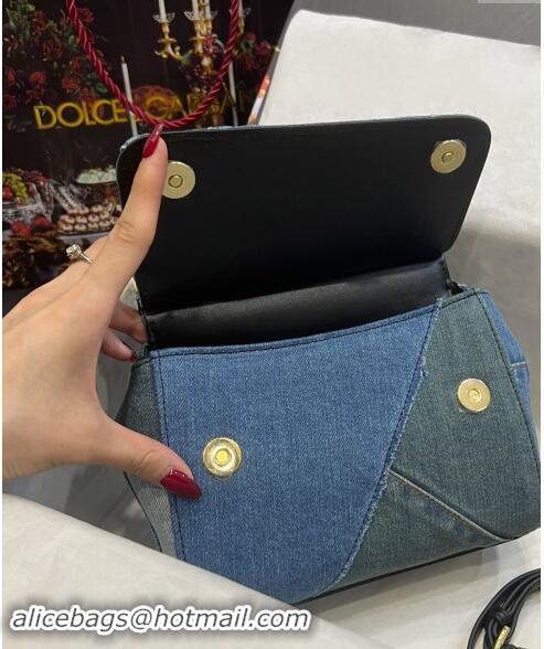 Fashion Discount Dolce&Gabbana Small patchwork denim Sicily Bag D9005 Blue 2023