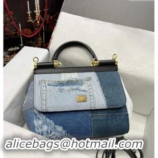 Well Crafted Dolce&Gabbana Medium patchwork denim Sicily Bag D9006 Blue 2023