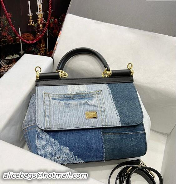 Well Crafted Dolce&Gabbana Medium patchwork denim Sicily Bag D9006 Blue 2023