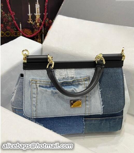 Well Crafted Dolce&Gabbana Medium patchwork denim Sicily Bag D9006 Blue 2023