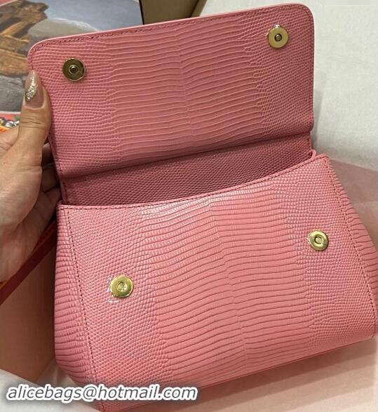 Top Quality Dolce&Gabbana Small Sicily handbag in lizard Embossed Leather BB6112 Light Pink 2023