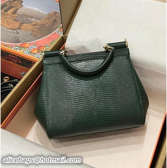 Top Grade Dolce&Gabbana Small Sicily handbag in lizard Embossed Leather BB6112 Green 2023