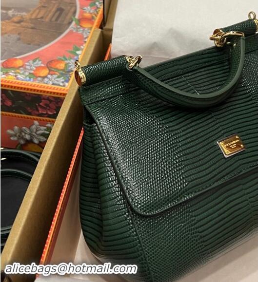 Top Grade Dolce&Gabbana Small Sicily handbag in lizard Embossed Leather BB6112 Green 2023