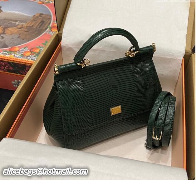 Top Grade Dolce&Gabbana Small Sicily handbag in lizard Embossed Leather BB6112 Green 2023