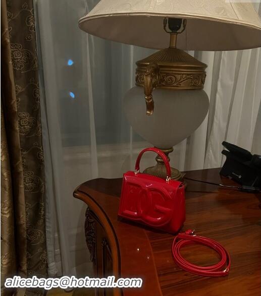 Super Quality Dolce & Gabbana DG Logo Top Handle Bag in Patent Leather D9142 Red 2024