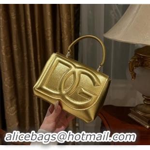 Cheapest Dolce & Gabbana DG Logo Top Handle Bag in Calf Leather D9142 Gold Yellow 2024