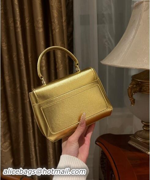 Cheapest Dolce & Gabbana DG Logo Top Handle Bag in Calf Leather D9142 Gold Yellow 2024