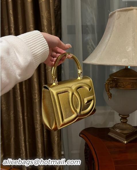 Cheapest Dolce & Gabbana DG Logo Top Handle Bag in Calf Leather D9142 Gold Yellow 2024