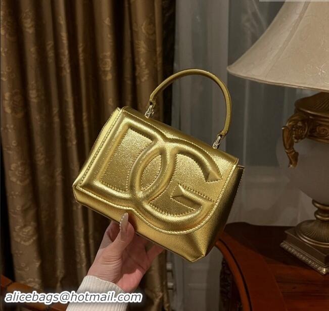 Cheapest Dolce & Gabbana DG Logo Top Handle Bag in Calf Leather D9142 Gold Yellow 2024