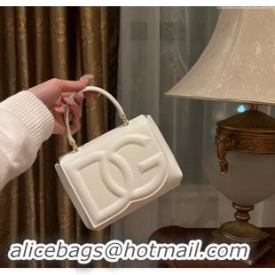 Top Design Dolce & Gabbana DG Logo Top Handle Bag in Calf Leather D9142 White 2024