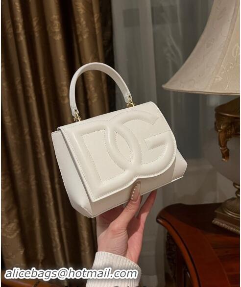 Top Design Dolce & Gabbana DG Logo Top Handle Bag in Calf Leather D9142 White 2024