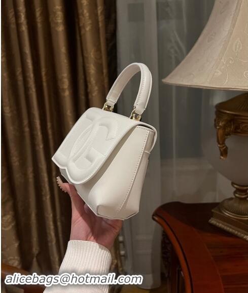 Top Design Dolce & Gabbana DG Logo Top Handle Bag in Calf Leather D9142 White 2024