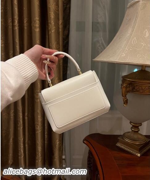 Top Design Dolce & Gabbana DG Logo Top Handle Bag in Calf Leather D9142 White 2024