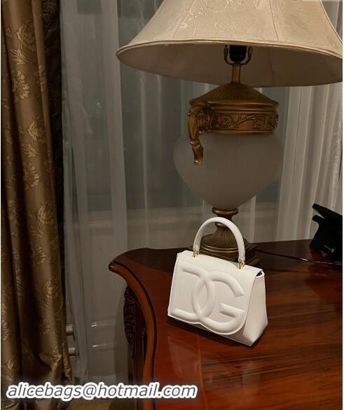 Top Design Dolce & Gabbana DG Logo Top Handle Bag in Calf Leather D9142 White 2024